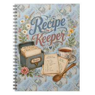 Vintage Floral Recipe Keeper Cottagecore Notebook