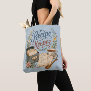 Vintage Floral Recipe Keeper Cottagecore Tote Bag