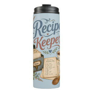 Vintage Floral Recipe Keeper Cottagecoreue Blue Thermal Tumbler