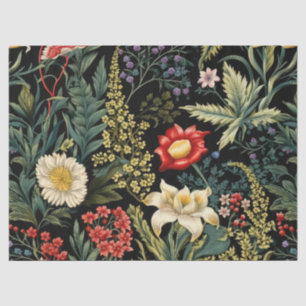 Vintage Floral Red Dahlia White Lilies Boho Tissue Paper