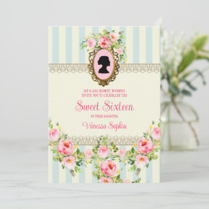 Vintage Floral Regency Sweet Sixteen Invitation