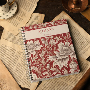 Vintage Floral Retirement Gifts for Mom Red Notebook