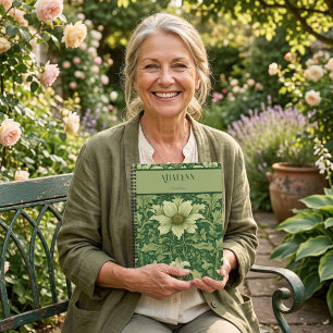 Vintage Floral Retirement Gifts for Mum Green Notebook