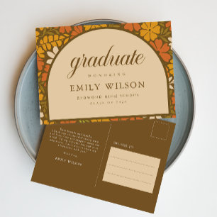 Vintage Floral Retro Arch Graduation Thank You Postcard