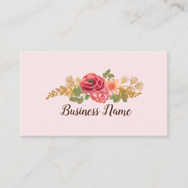 vintage floral, retro business card (Front)