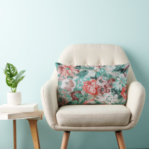 Vintage Floral - Romantic Pastel Flower Pattern Lumbar Cushion