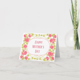 Vintage Floral romantic pink Oval Frame  Thank You Card