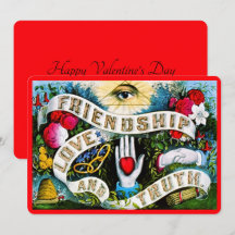 Vintage Floral Romantic Valentine Friendship Red