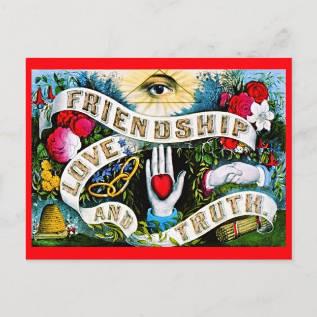 Vintage Floral Romantic Valentine Love Friendship Postcard (Front)