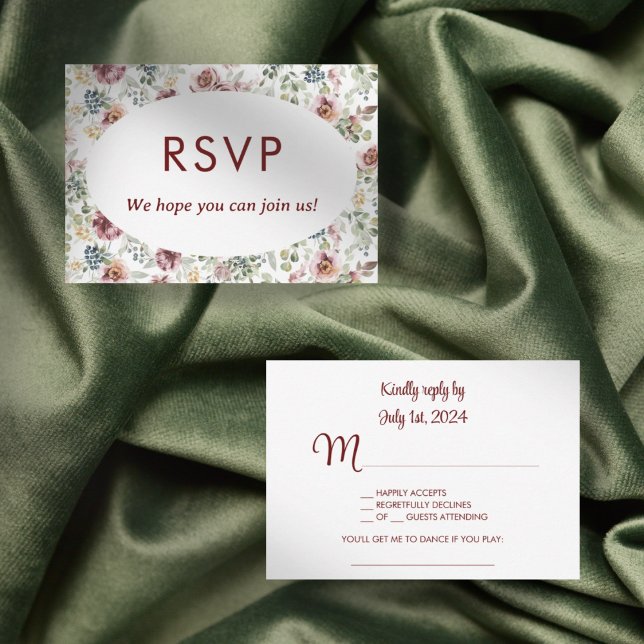 Vintage floral romantic wedding response card (Creator Uploaded)