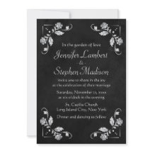 Vintage Floral Rose Black Chalkboard Grey Wedding