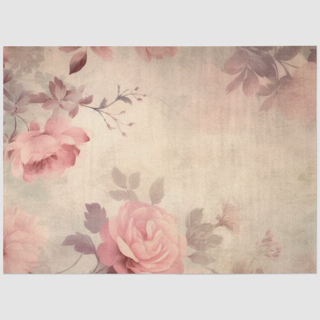Vintage Floral Rose Decoupage Tissue Paper (Front)