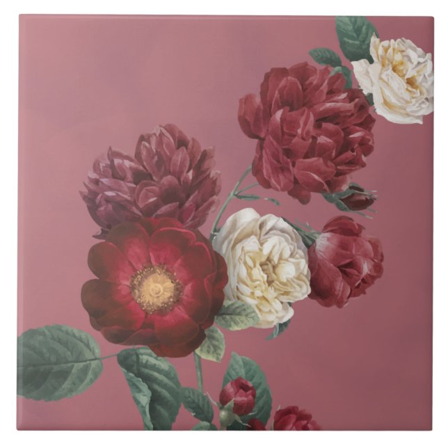Vintage Floral Rose Floral  Tile (Front)