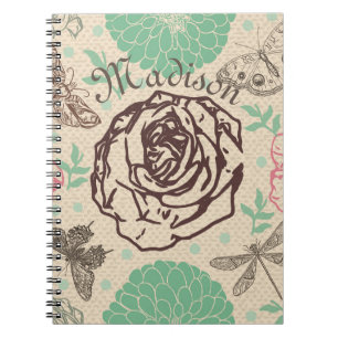 Vintage Floral Rose Garden Notebook