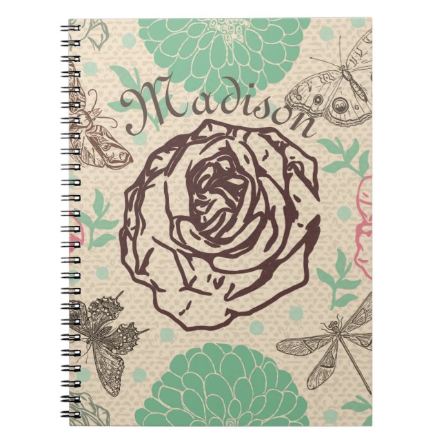 Vintage Floral Rose Garden Notebook (Front)