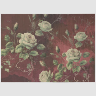 Vintage Floral Rose Greenery Decoupage Tissue Paper