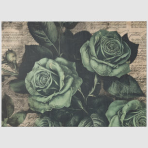 Vintage Floral Rose Greenery Decoupage Tissue Paper