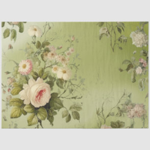 Vintage Floral Rose Greenery Decoupage Tissue Paper