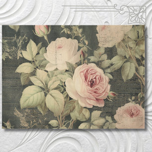 Vintage Floral Rose Greenery Decoupage Tissue Paper