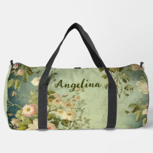 Vintage Floral Rose Greenery Duffle Bag