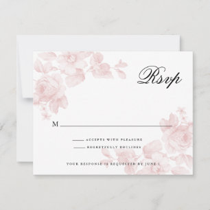 Vintage Floral Rose Pink Wedding RSVP Card