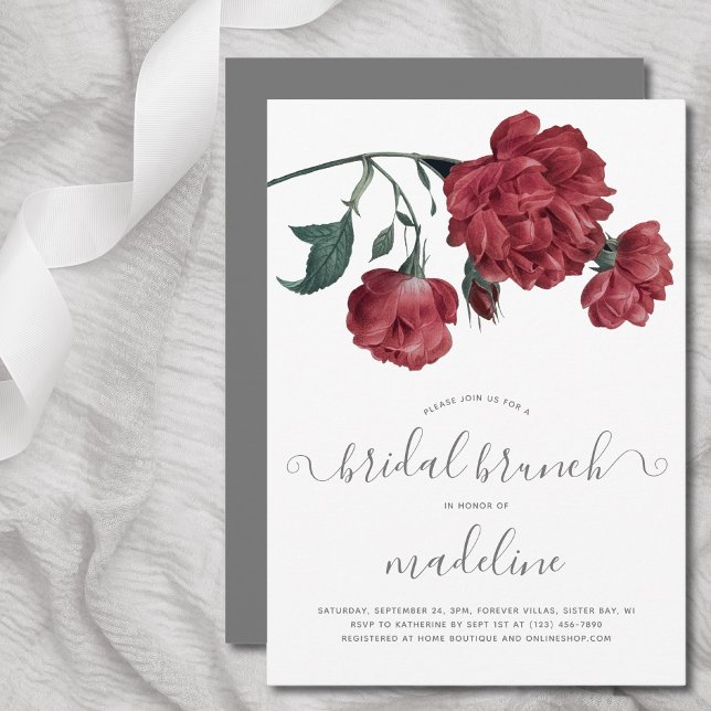 Vintage Floral Roses Bridal Shower Brunch Invitation (Creator Uploaded)