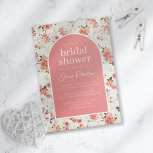 Vintage Floral Roses Bridal Shower Invitation