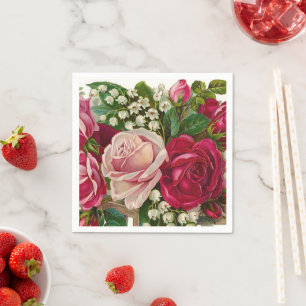 Vintage Floral Roses paper napkin