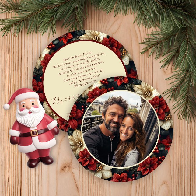 Vintage Floral Round Christmas Card (Creator Uploaded)