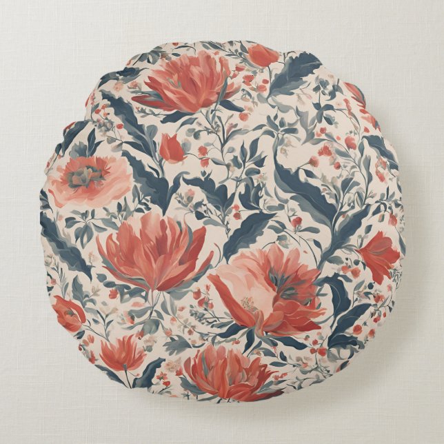 Vintage Floral Round Cushion (Front)