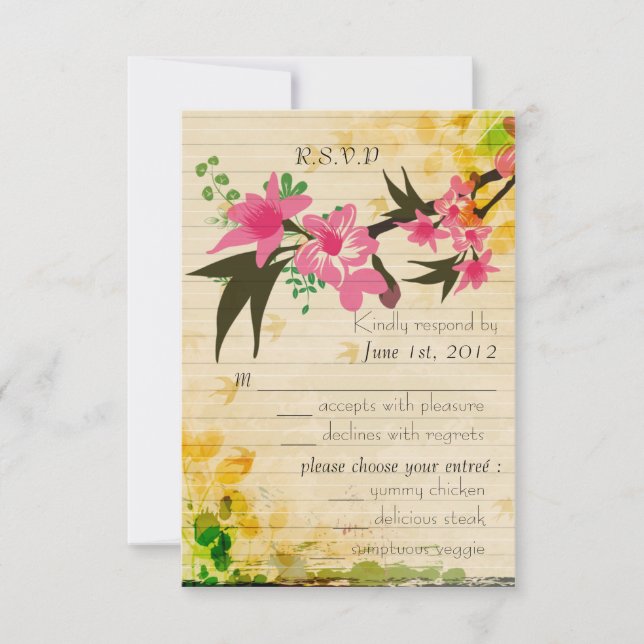 Vintage floral RSVP card (Front)