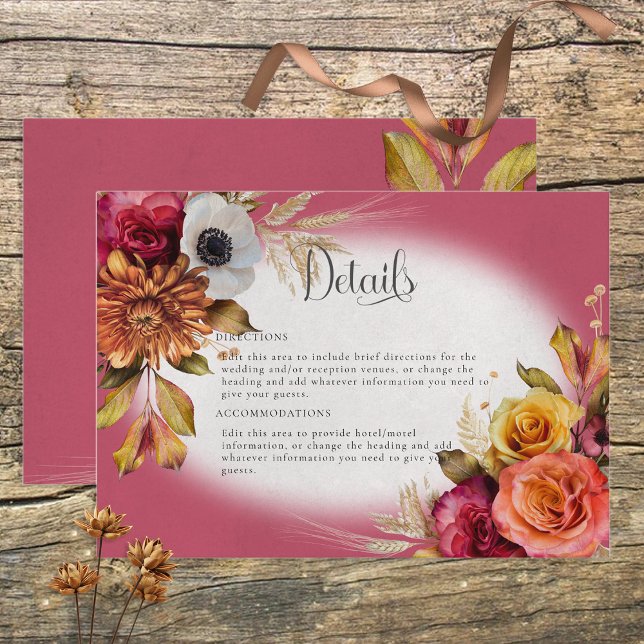 Vintage Floral Rust & Fuchsia Details Card (Creator Uploaded)