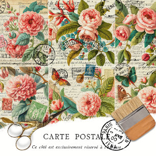 Vintage Floral Rustic Texture Victorian Decoupage Tissue Paper