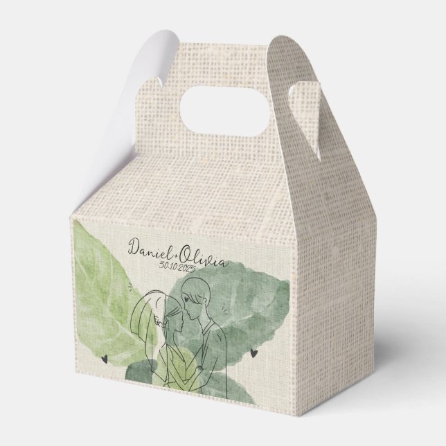 Vintage Floral Rustic Wedding Favour Box (Front Side)