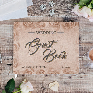 Vintage Floral Rustic Wedding Guest Book