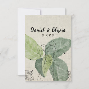 Vintage Floral Rustic Wedding RSVP Card