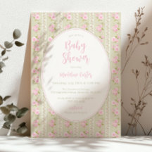 Vintage Floral Sage Green Girl Baby Shower