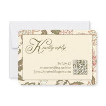 Vintage Floral Sage Green QR Code Wedding RSVP 