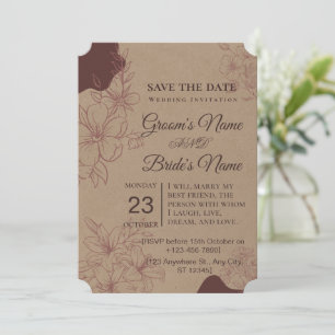 Vintage Floral Save the Date Invitation Card