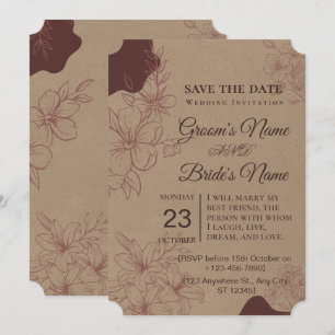 Vintage Floral Save the Date Invitation Card