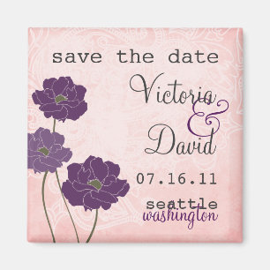 Vintage Floral Save the Date Magnet
