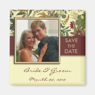 Vintage Floral Save the Date Photo Magnets