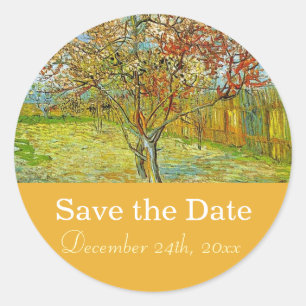 Vintage floral save the date wedding classic round sticker
