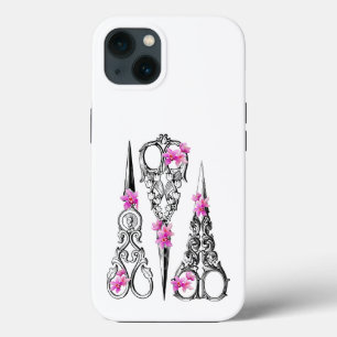 Vintage Floral Scissors for Sewists & Hairdressers iPhone 13 Case