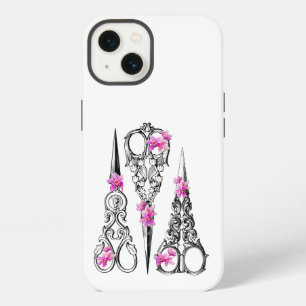 Vintage Floral Scissors for Sewists & Hairdressers iPhone 13 Case