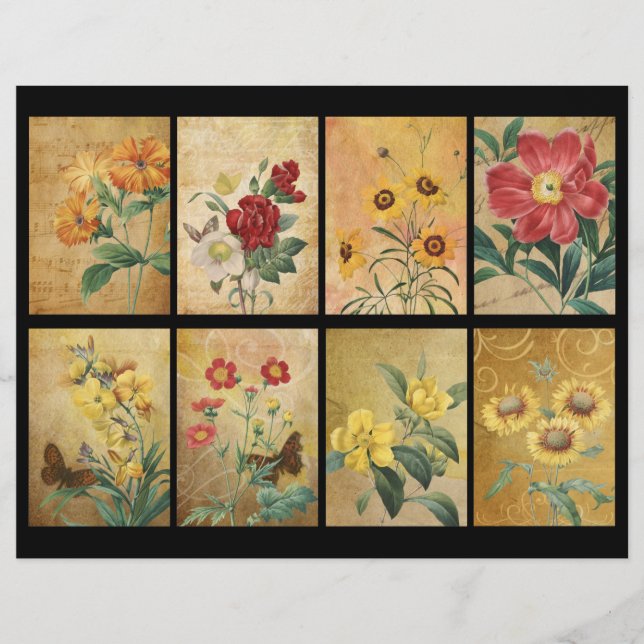 Vintage Floral Scrapbook ATCs (Front)