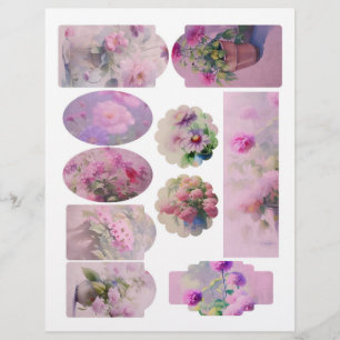 Vintage Floral Scrapbook Embellishment Sheet