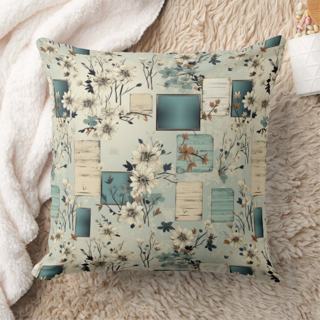 Vintage Floral Scrapbook Pattern (2) Cushion (Blanket)