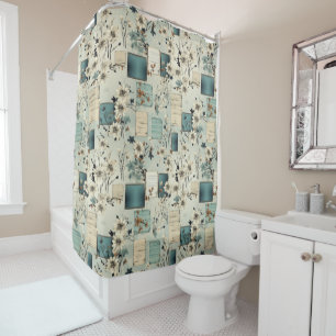 Vintage Floral Scrapbook Pattern (2) Shower Curtain