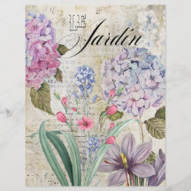 Vintage Floral Scrapbooking Paper Sheet